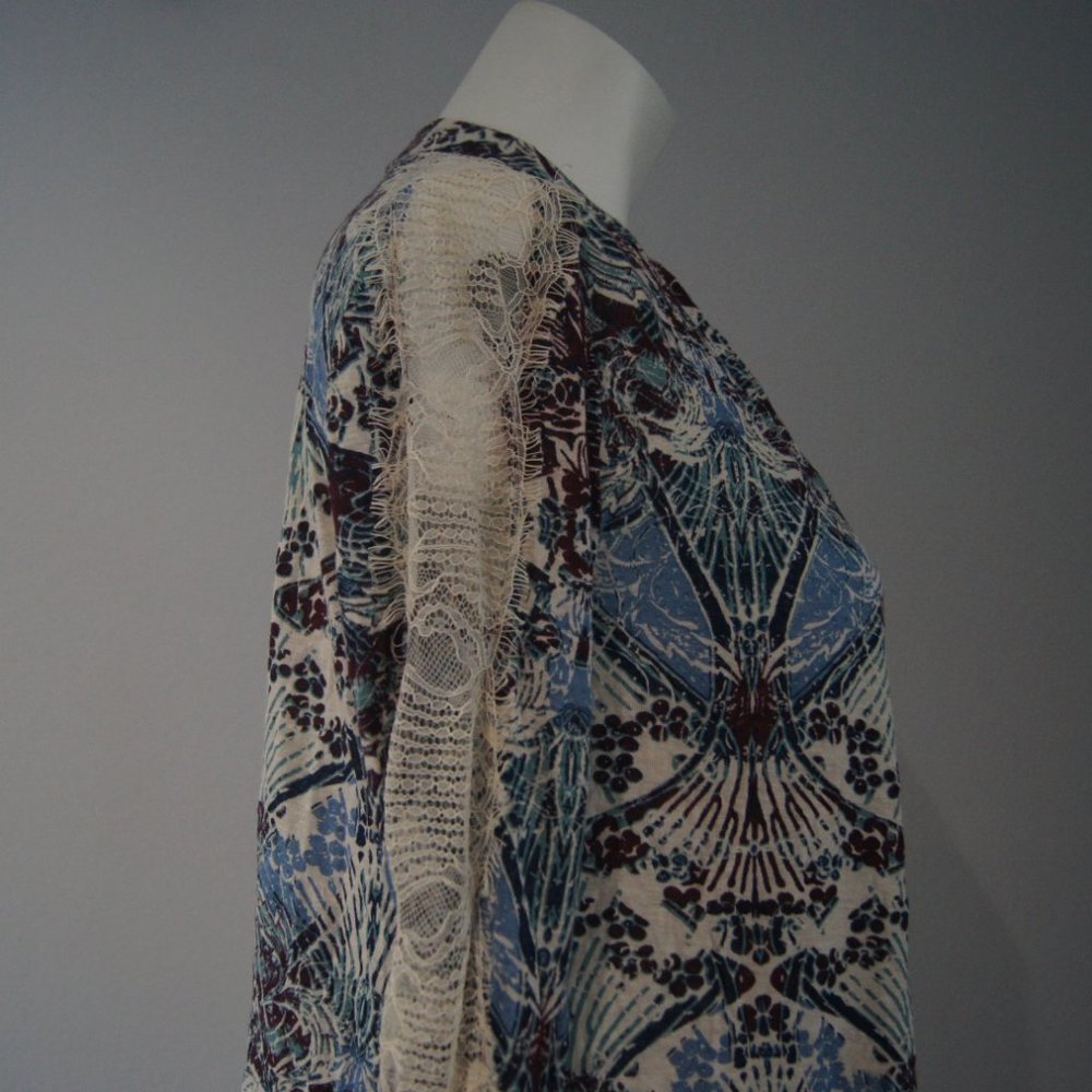 Free People Women's Long Sleeve Lace Layered Front Open Back Blouse Size XS - Picture 5 of 8
